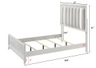 1pc Queen Size Panel Bed Upholstered Cushion LED Lights Headboard White Finish Wooden Solid Wood Furniture