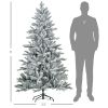 6ft Snow Flocked Artificial Christmas Tree with 994 Tips, Foldable Metal Stand, Easy Assembly, Hinged Xmas Tree for Home, Office, Holiday, Green