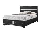 1pc Queen Platform Bed Storage Drawers Shimmering Silver Accent Black Silver Finish Solid Wood