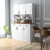 71" Kitchen Sideboard Cabinet with 3 Drawers, 6 Doors, 2-tier Countertop, Freestanding Buffet with Hutch, White