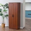 63" 2-Door Kitchen Pantry Storage Cabinet with 5-Tier Shelving and 2 Adjustable Shelves for Dining Room, Brown