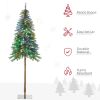 HOMCOM 6ft Tall Prelit Pencil Artificial Christmas Tree Holiday DÃ©cor with 442 Branches, 175 Warm White or Colorful LED Lights, Steel Base