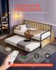 VEVOR Twin Daybed Frame Height Adjustable DayBed w/ Trundle Charging Station LED