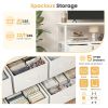5 Drawers TV Stand Dresser for 45" TV, Media Console with Charging Station & 2 Open Shelves, Storage Organizer for Bedroom Living Room, White