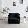 Modern Accent Chair with Ottoman, Living Room Club Chair Chenille Upholstered Armchair , Reading Chair for Bedroom, Black Chenille