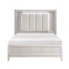 Antique White Finish King Bed with LED Headboard Upholstered Cushion Modern Bedroom Furniture 1pc, Reeded Fronts