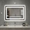 24"X36" Anti-fog LED Bathroom Mirror with Dual Light Source and Three Lighting Modes, White