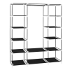 Portable Closet Wardrobe 12-shelf Fabric Clothes Storage Organizer with Zippered Dustproof Cover Hanging Rod 58 x 17 x 69 in Black