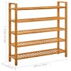 Shoe Rack with 5 Shelves 39.4"x10.6"x39.4" Solid Oak Wood