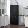 72" Freestanding Kitchen Pantry Cabinet Storage with Doors Black