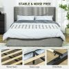 HOMCOM Full Size Bed Frame with Headboard, Upholstered Platform Bed Frame with Storage Drawers, Wood Slats, Noise-Free, and Easy Assembly, No Box Spri