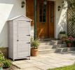 Wooden Garden Cabinet 4-Tier Storage Shed Lockable Organizer with Foot Pad And Handle