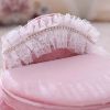 Pink Velvet Mini Jewelry Box Storage Organizer Lace Princess Round Bed Furniture Shape Jewelry Holder