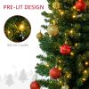 HOMCOM 8' Tall Pre-Lit Slim Noble Fir Artificial Christmas Tree with 300 Warm White LED Lights and 618 Tips, for Christmas Decoration, Green