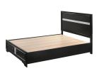 1pc Queen Platform Bed Storage Drawers Shimmering Silver Accent Black Silver Finish Solid Wood