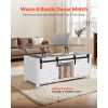 47.2 in Farmhouse Lift Top Coffee Table, Rustic Center Table with Barn Door and Hidden Storage Compartment