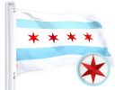 Combo Pack USA American Flag & Chicago Flag 2x3 Ft Embroidered Spun Polyester Indoor Outdoor Brass Grommets