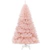 7ft Pink Artificial Christmas Tree Hinged Full Fir Tree with Metal Stand