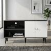 Amidon TV Stand for TVs up to 47.3", with 2 Storage Shelves& 1 Cabinet, Modern Entertainment Centre for TV in Living Room in Dark Gray + White