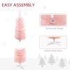 HOMCOM 5ft Tall Pencil Prelit Artificial Christmas Tree Holiday DÃ©cor with 250 Colorful Surface Branches, 150 Colorful LED Lights, Pink