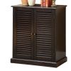 Modern Transitional Design 1pc Shoe Cabinet Espresso Finish Adjustable Shelves Louver Design Doors Home Furniture Shoe Rack