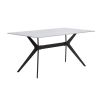 Modern Contemporary Dining Table 1pc Sintered Stone Tabletop Marble-Look Black Metal Legs Kitchen Dining Furniture