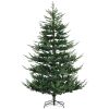 7.5 ft Artificial Christmas Tree, Pine Hinged Xmas Tree with 1218 Realistic Branches, Steel Base, Auto Open, Green