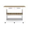 Nadina 4-Door 2-Drawer 2-piece Kitchen Set, Kitchen Island and Kitchen Pantry White and Light Oak