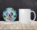 Dalmatian Luau Large Sandstone Coasters Pack of 4 Absorbent Round Coasters Decor Gifts for Men or Women, 4 in, Multicolor