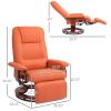 Swivel Recliner Chair, Adjustable Swivel Lounge Chair with Footrest, Armrest and Wrapped Wood Base for Living Room, Light Red
