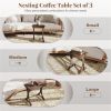 3-Piece Nesting Coffee Table Set, Space-Saving Design with Vintage Wood-Like Finish for Living Room