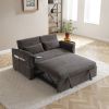 55" Velvet Two Seater Pull Out Sofa Bed, Adjustable Backrest With USB Ports, Two Side Pockets, 3 in 1 Convertible Sleeper Sofa Bed