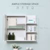 Bathroom Storage Cabinet with Mirror, Wall Mounted Medicine Cabinet with 3 Open Shelves and 2-tier Cupboard