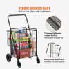 Folding Shopping Cart, Jumbo Grocery Cart with Double Baskets, 360Ã‚Â° Swivel Wheels, Heavy Duty Utility Cart