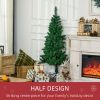 HOMCOM 5' Artificial Half Christmas Trees with Auto Open, Steel Base, for Indoor Xmas Decor