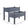 Outsunny Raised Garden Bed 2-Tier Wooden Planter Box for Vegetables Herbs Flowers Gray