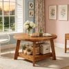 2-Tier  Wood round Coffee Table 31.5 Inch Diameter Living Room Cocktail Accent Table