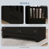 PawHut Dog Food Storage Cabinet with Bowls & Dog Feeding Station, Black