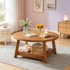 2-Tier  Wood round Coffee Table 31.5 Inch Diameter Living Room Cocktail Accent Table