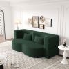 Modern Floor Sofa with 2 Pillows,Convertible Teddy Fabric Foam-Filled Sleeper Sofa Bed,15" Full Size Folding Mattress for Living Room,Guest Bed,Playro