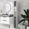 Kleankin 71" Tiny Cabinet for Bathroom, Small Toilet Paper Cabinet with Open Shelves, 2 Cabinets, Adjustable Shelves, Gray