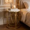 Modern sofa side table, golden O-shaped base, cocktail table, coffee table