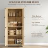 72" Freestanding Storage Cabinet, Kitchen Pantry Cabinet with Doors and Shelves for Dining Room, Natural