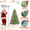 7ft Pre-Lit Christmas Tree w/400 LED Lights, 1348 PVC/Pine Needles Tips & Pinecone