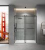 60 in. W x 76 in. HSliding Frameless Shower Door in Matte Black with Clear Glass