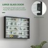 HOMCOM Display Cabinet 5-Tier Black White Glass Case with 2 Doors Adjustable Shelves Wall-Mounted