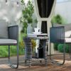 18" Wicker Outdoor Coffee Table, PE Rattan Patio Side Table with 2-Tier Storage, Composite Wood Top, Gray