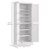 72.5" Freestanding Kitchen Pantry Cabinet with 4 Doors, White