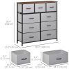 Dresser for Bedroom with 9 Drawers, 4-Tier Fabric Chest of Drawers, Tall Dresser Storage Tower with Steel Frame and Wooden Top for Closets