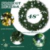 48in Pre-lit Christmas Wreath, Lighted Artificial Xmas Wreath with 150 Cold & Warm White Lights and 450 PVC Tips and DIY Ornaments